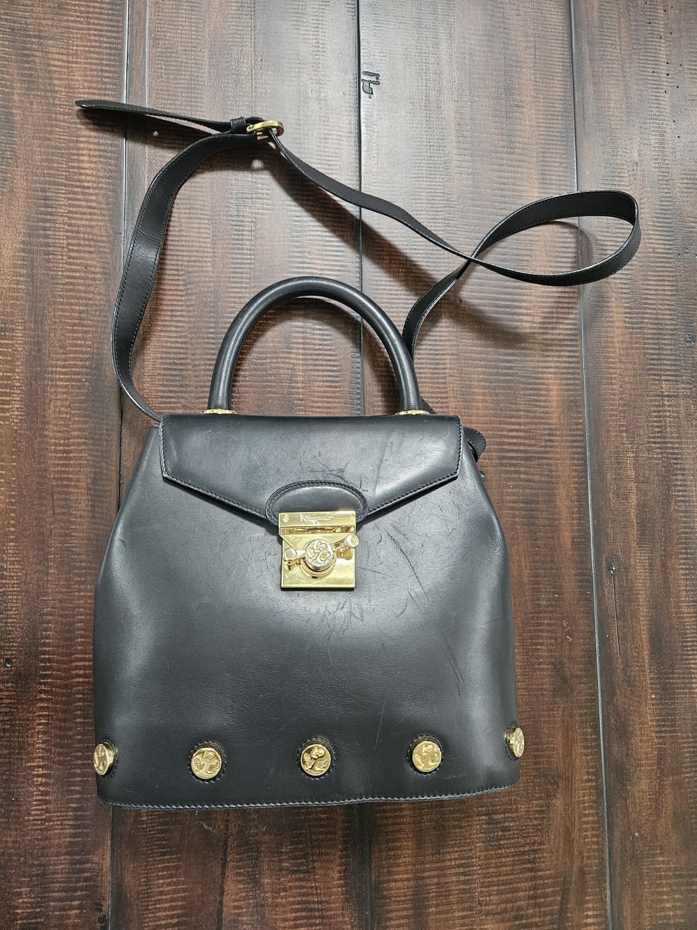 Salvatore Ferragamo Studded Flip-Lock Bag